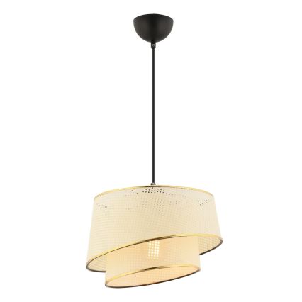 Lustre com cabo BARETTE 1xE27/60W/230V creme/dourado
