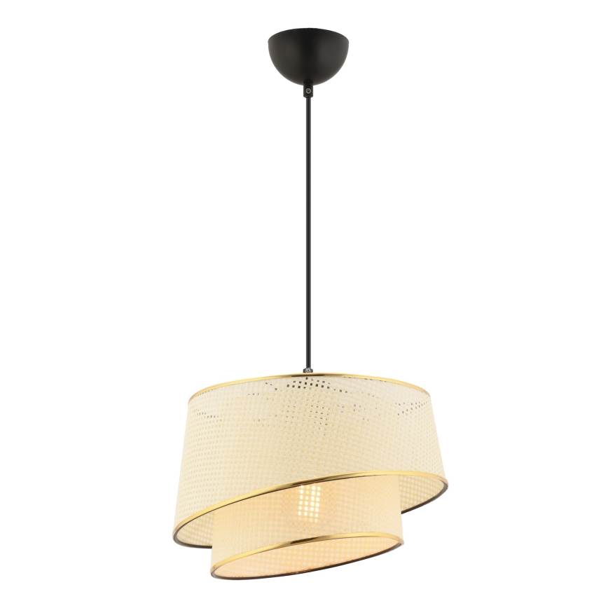 Lustre com cabo BARETTE 1xE27/60W/230V creme/dourado