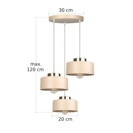 Lustre com cabo IGNIA 3xE27/60W/230V taupe