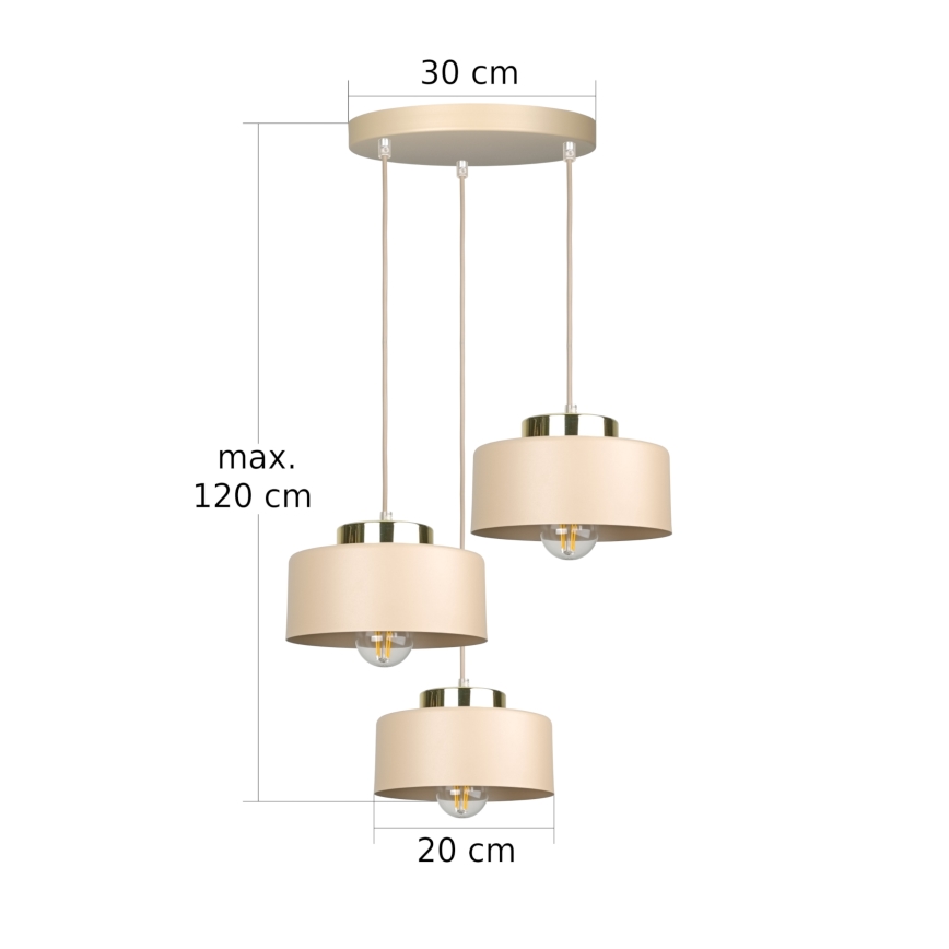 Lustre com cabo IGNIA 3xE27/60W/230V taupe