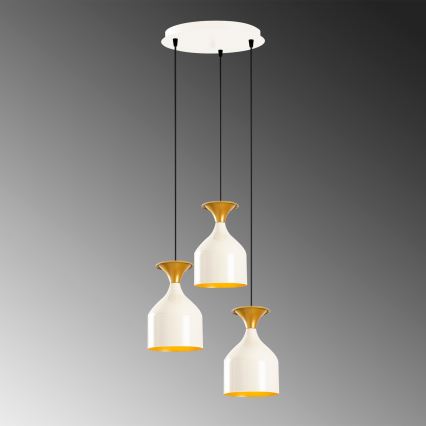 Lustre com cabo SIVANI 3xE27/40W/230V branco/cobre