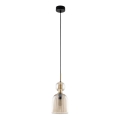 Lustre com cabo SOPHIA 1xE14/10W/230V preto/bege fumado