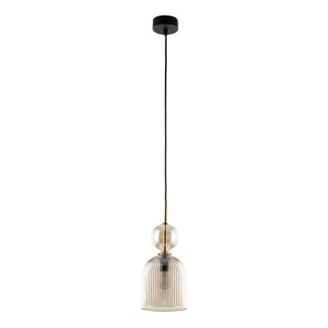 Lustre com cabo SOPHIA 1xE14/10W/230V preto/bege fumado