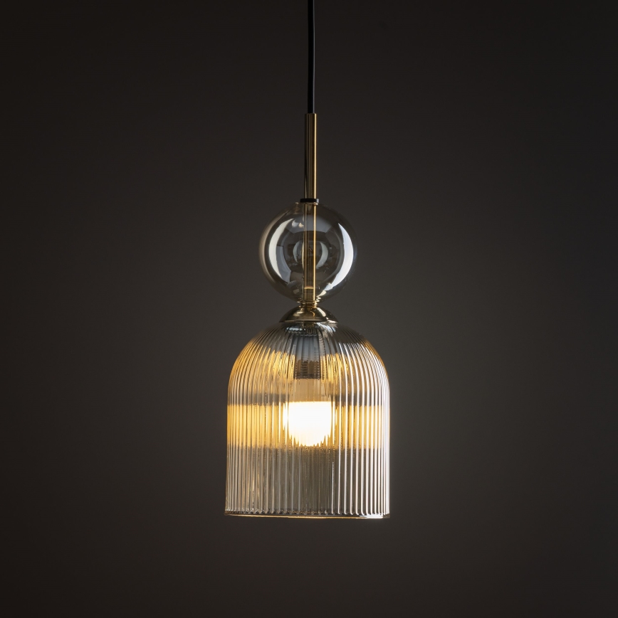 Lustre com cabo SOPHIA 1xE14/10W/230V preto/bege fumado