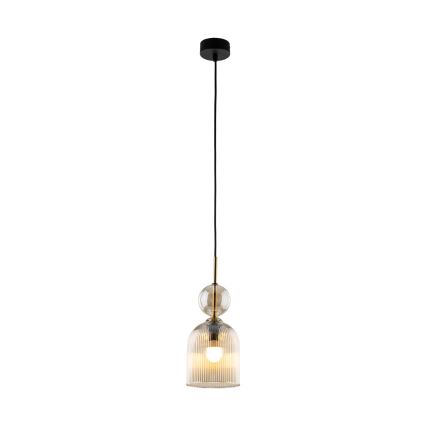 Lustre com cabo SOPHIA 1xE14/10W/230V preto/bege fumado