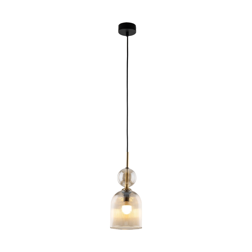 Lustre com cabo SOPHIA 1xE14/10W/230V preto/bege fumado