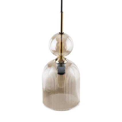 Lustre com cabo SOPHIA 1xE14/10W/230V preto/bege fumado