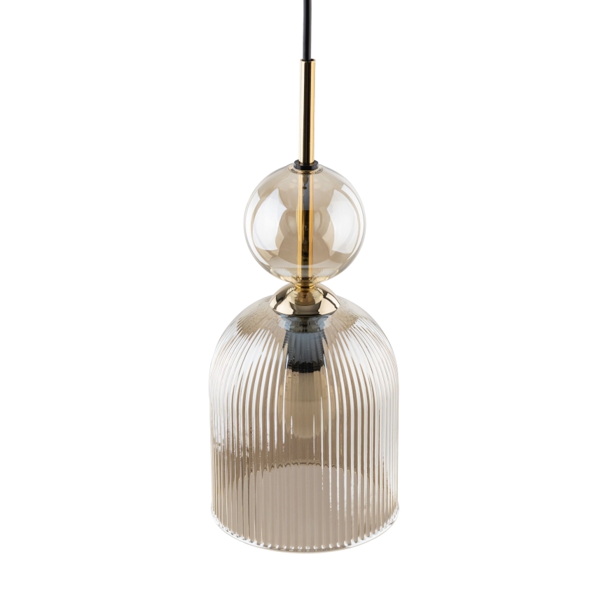 Lustre com cabo SOPHIA 1xE14/10W/230V preto/bege fumado