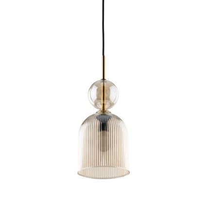 Lustre com cabo SOPHIA 1xE14/10W/230V preto/bege fumado