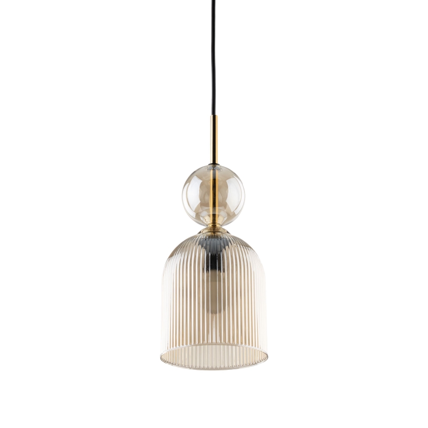 Lustre com cabo SOPHIA 1xE14/10W/230V preto/bege fumado