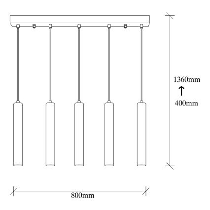 Lustre com cabo TEMPO 5xE27/40W/230V dourado