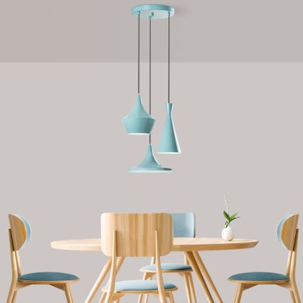 Lustre com cabo TOM 3xE27/40W/230V azul