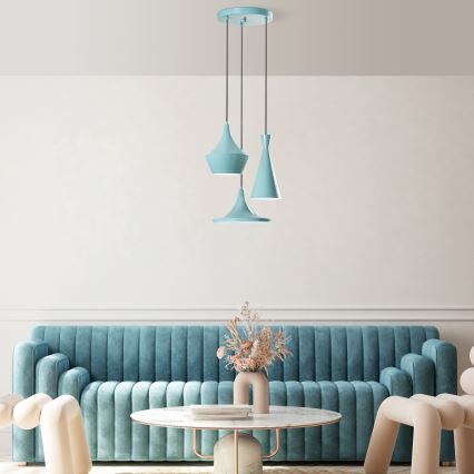 Lustre com cabo TOM 3xE27/40W/230V azul