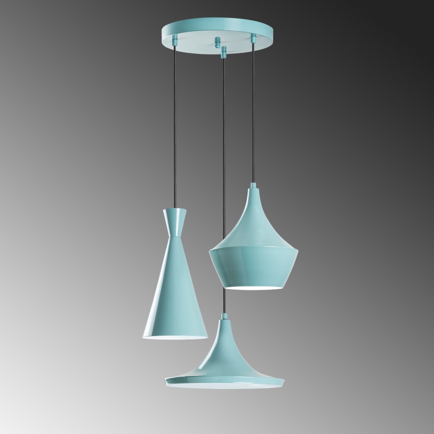 Lustre com cabo TOM 3xE27/40W/230V azul