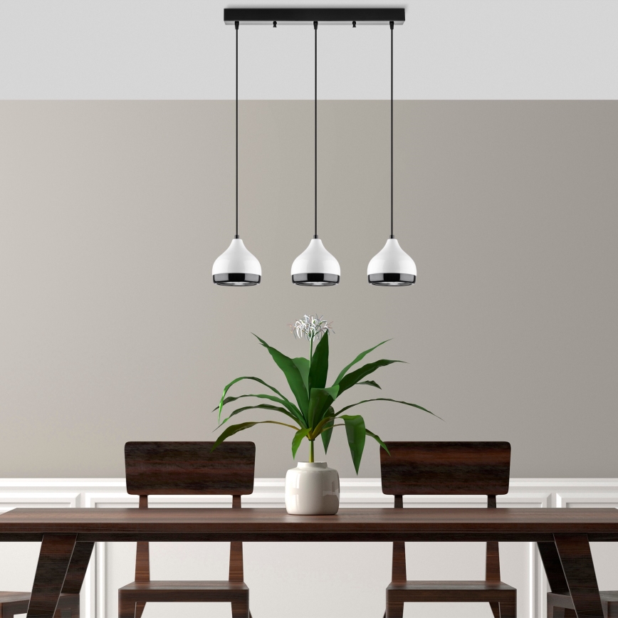 Lustre com cabo YILDO 3xE27/40W/230V branco/preto