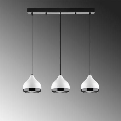Lustre com cabo YILDO 3xE27/40W/230V branco/preto