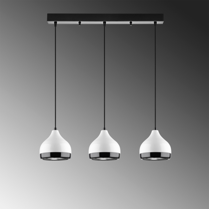 Lustre com cabo YILDO 3xE27/40W/230V branco/preto