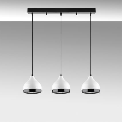 Lustre com cabo YILDO 3xE27/40W/230V branco/preto