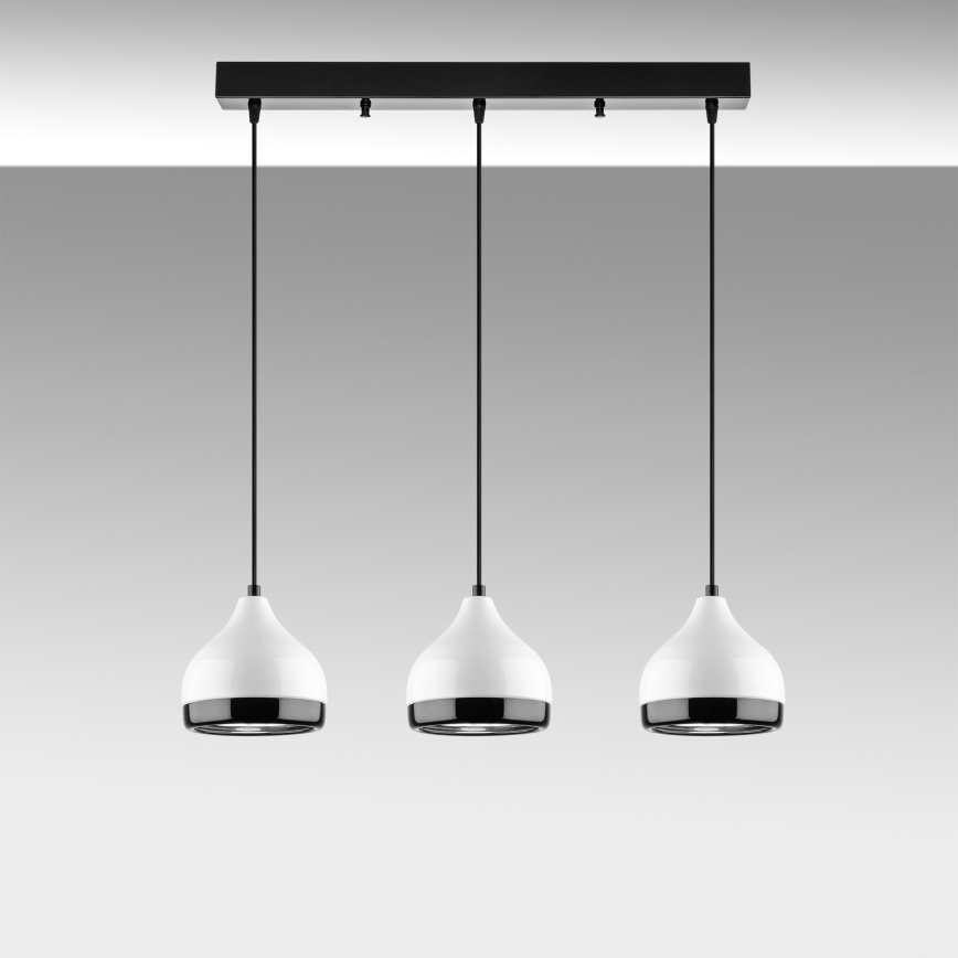 Lustre com cabo YILDO 3xE27/40W/230V branco/preto