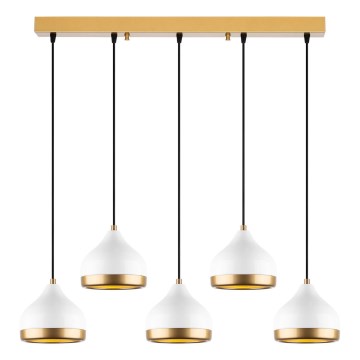Lustre com cabo YILDO 5xE27/40W/230V branco/dourado