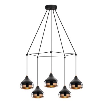 Lustre com cabo YILDO 5xE27/40W/230V preto/cobre
