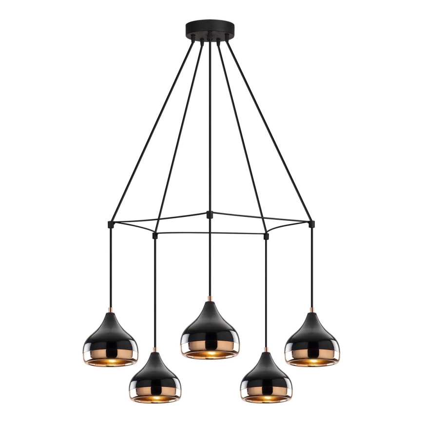 Lustre com cabo YILDO 5xE27/40W/230V preto/cobre