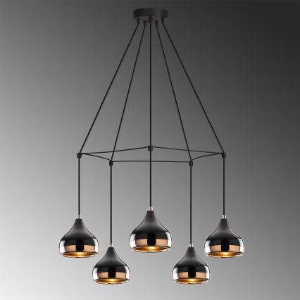 Lustre com cabo YILDO 5xE27/40W/230V preto/cobre