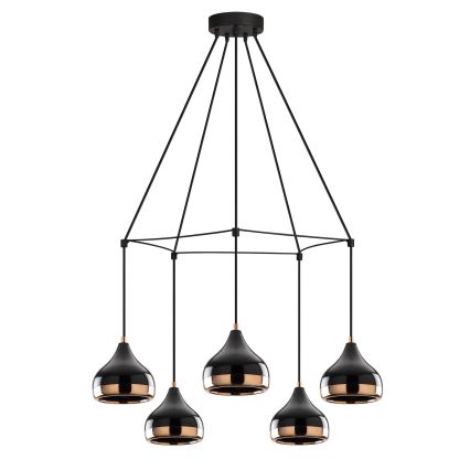 Lustre com cabo YILDO 5xE27/40W/230V preto/cobre