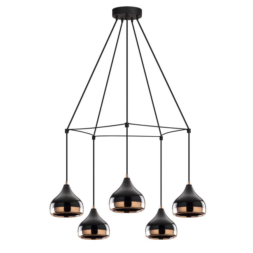 Lustre com cabo YILDO 5xE27/40W/230V preto/cobre