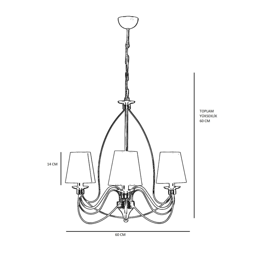 Lustre com corrente CLASSIC 3xE14/40W/230V bronze/bege