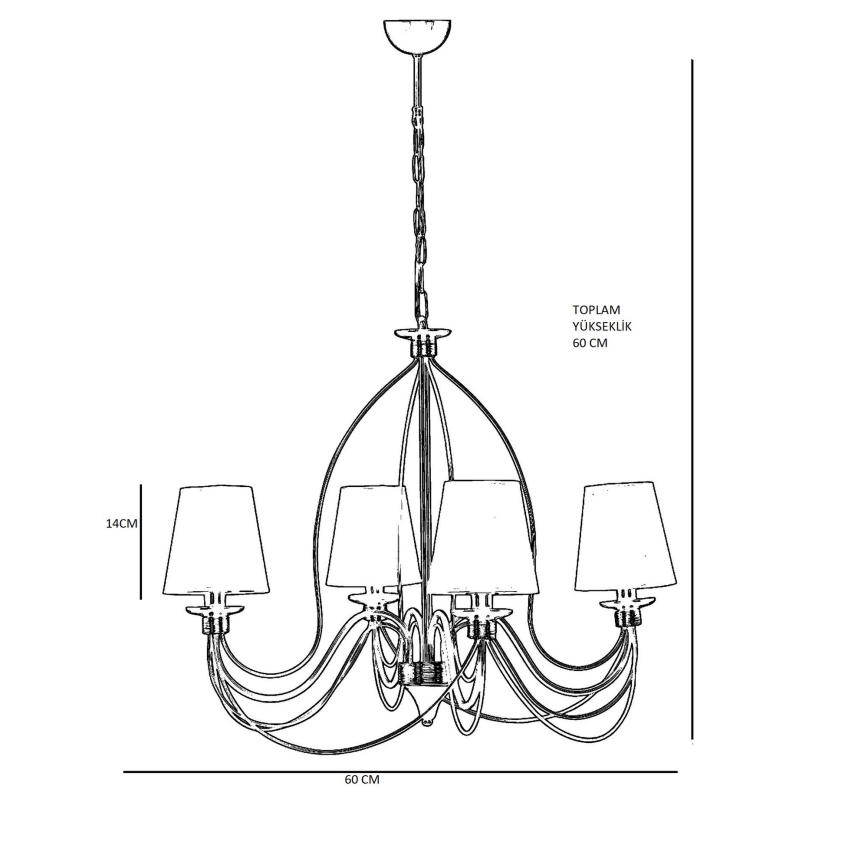 Lustre com corrente CLASSIC 4xE14/40W/230V bronze/bege