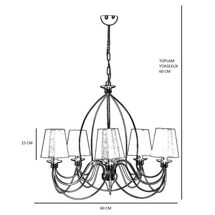 Lustre com corrente CLASSIC 5xE14/40W/230V bronze/bege