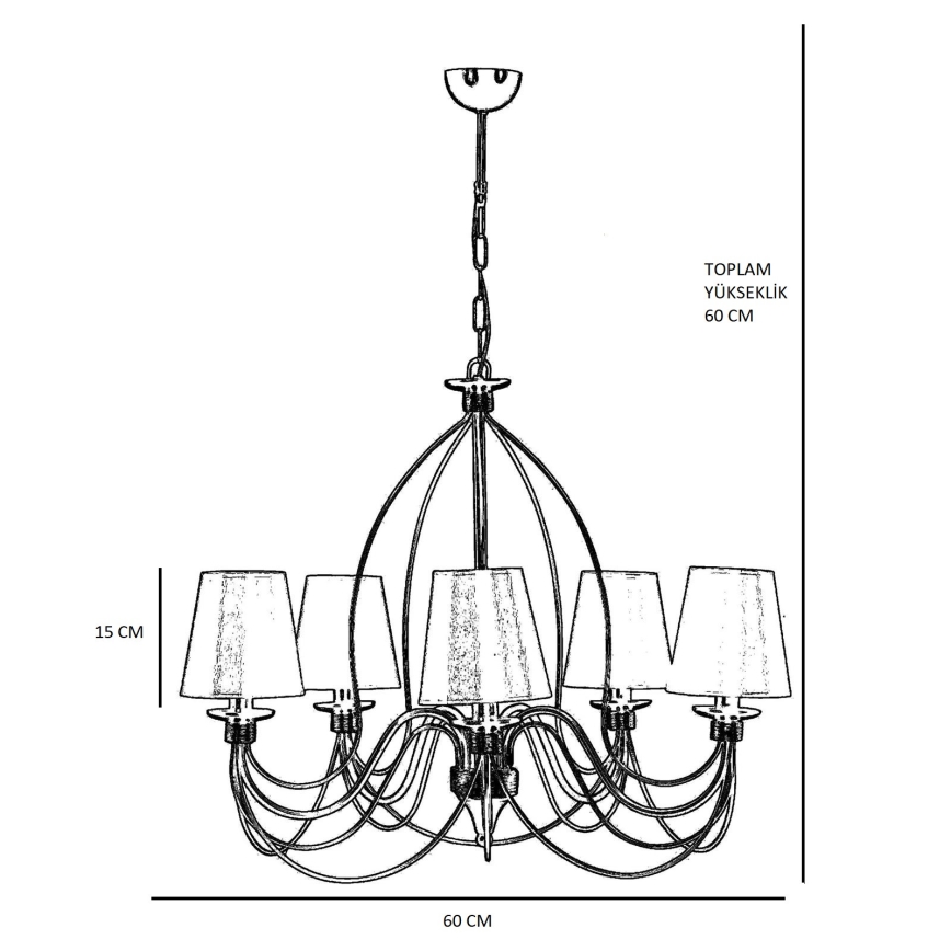 Lustre com corrente CLASSIC 5xE14/40W/230V bronze/bege