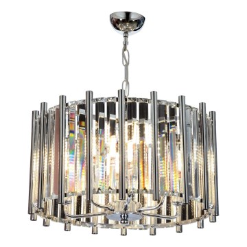 Lustre com corrente CRYSTALLINE 6xE14/40W/230V, acabamento cromado brilhante