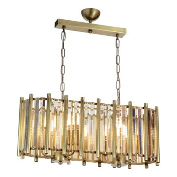 Lustre com corrente CRYSTALLINE 6xE14/40W/230V em latão