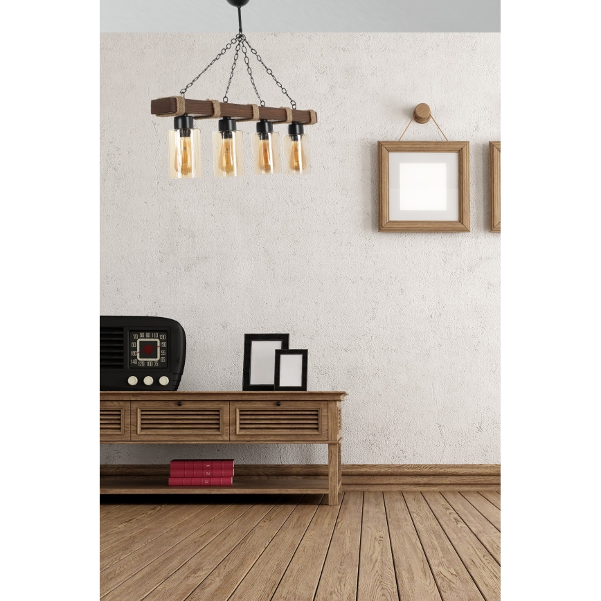 Lustre de corrente JASMIN 4xE27/40W/230V castanho/bege