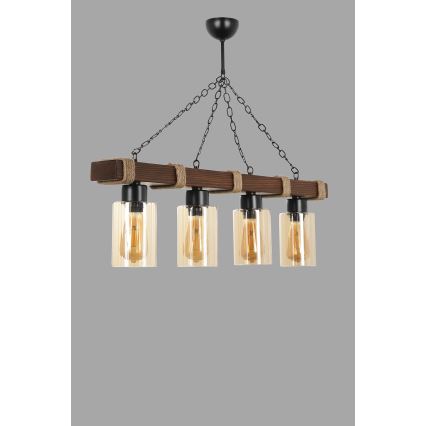 Lustre de corrente JASMIN 4xE27/40W/230V castanho/bege