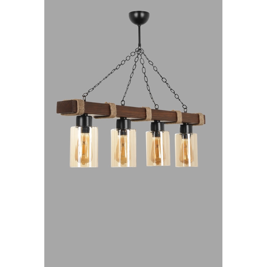 Lustre de corrente JASMIN 4xE27/40W/230V castanho/bege