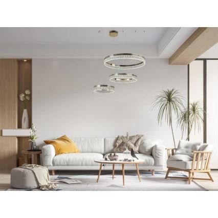 Lustre de cristal LED regulável suspenso por cabo THALIA LED/120W/230V 3000-6000K + controlo remoto