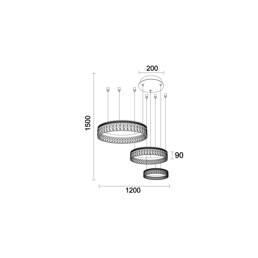 Lustre de cristal LED regulável suspenso por cabo THALIA LED/120W/230V 3000-6000K + controlo remoto