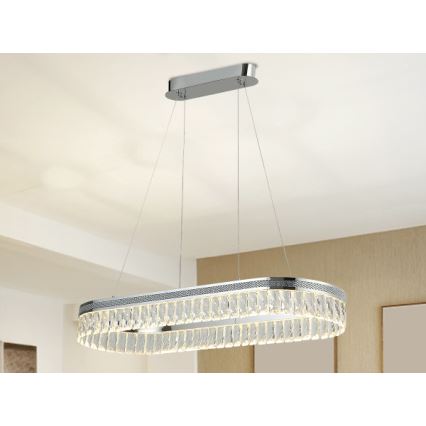LED lustre de cristal dimerizável suspenso por cabo THALIA LED/50W/230V 3000-6000K + controlo remoto