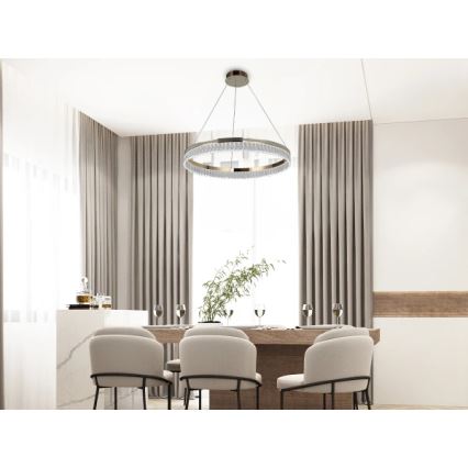 Lustre de cristal LED regulável suspenso por cabo THALIA LED/55W/230V 3000-6000K diâmetro 80 cm + controlo remoto