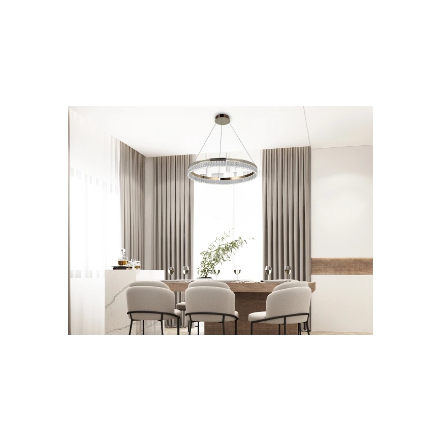 Lustre de cristal LED regulável suspenso por cabo THALIA LED/55W/230V 3000-6000K diâmetro 80 cm + controlo remoto