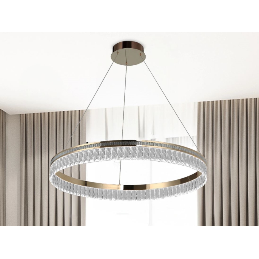 Lustre de cristal LED regulável suspenso por cabo THALIA LED/55W/230V 3000-6000K diâmetro 80 cm + controlo remoto