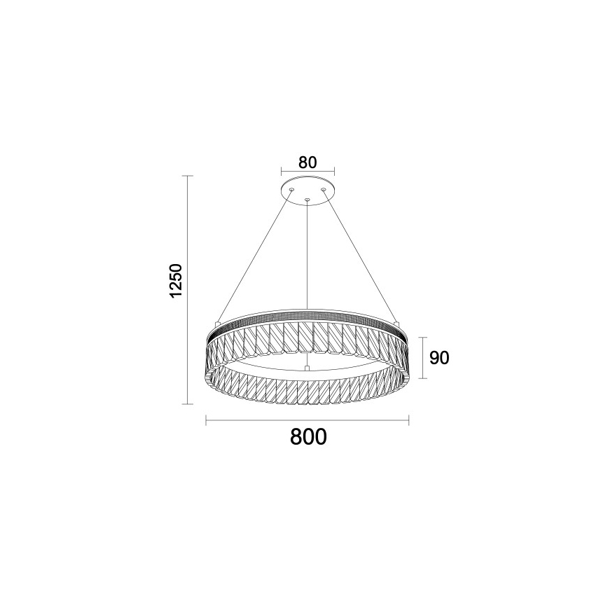 Lustre de cristal LED regulável suspenso por cabo THALIA LED/55W/230V 3000-6000K diâmetro 80 cm + controlo remoto