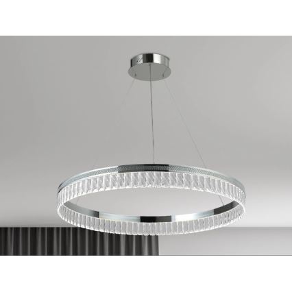 Lustre LED de cristal dimerizável suspenso por cabo THALIA LED/55W/230V 3000-6000K Ø 80 cm + controlo remoto