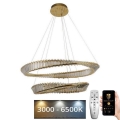 Lustre de cristal LED dimmerizável em cabo LED/90W/230V 3000-6500K dourado/cromado + controlo remoto