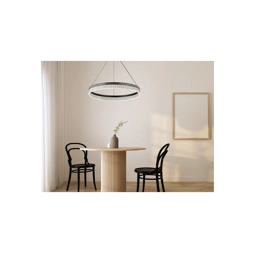 Lustre de cristal LED regulável suspenso por cabo THALIA LED/55W/230V 3000-6000K Ø 80 cm + comando remoto