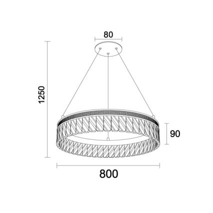 Lustre de cristal LED regulável suspenso por cabo THALIA LED/55W/230V 3000-6000K Ø 80 cm + comando remoto