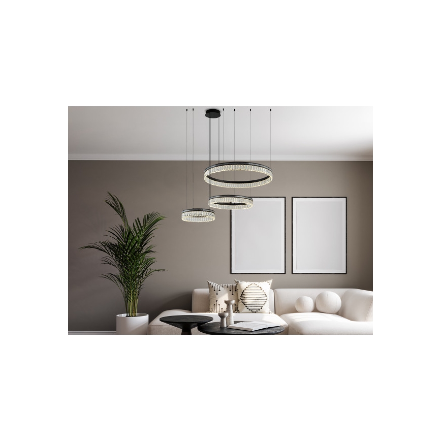 Lustre de cristal LED regulável suspenso por cabo THALIA LED/120W/230V 3000-6000K + comando à distância